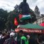 Crowds chant 'free free Palestine' at an anti austerity march in London